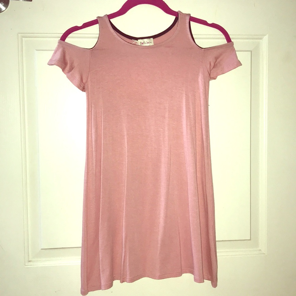 Blush pink cold shoulder dress!